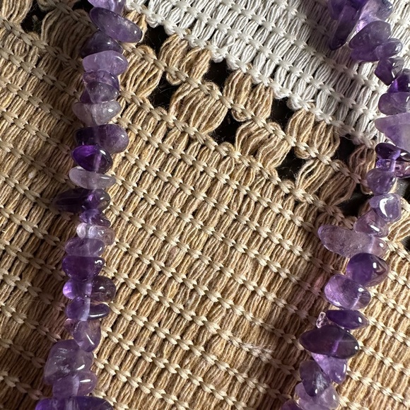 Amethyst Chips Beaded Necklace with Gold Tone Hardware - Picture 11 of 14